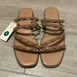a new day Hollis embellished Target taupe brown studded slide sandals size 9